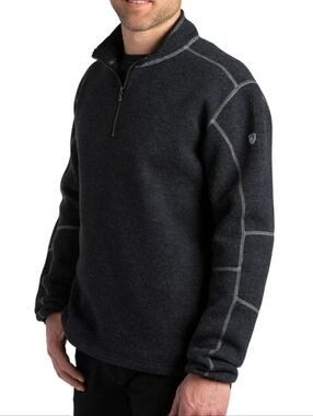 Kuhl Thor 1/4 Zip ThermoKore Men's Charcoal Fleece Wool Quarter-Zip Sweater